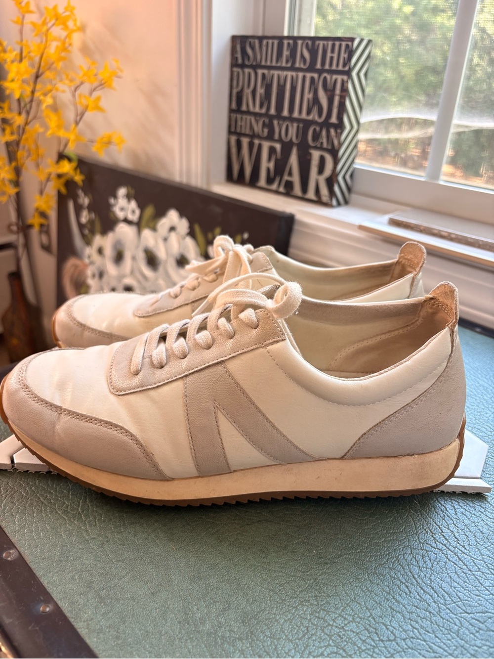 Altar'd State Cream and Taupe Lace-Up Sneakers